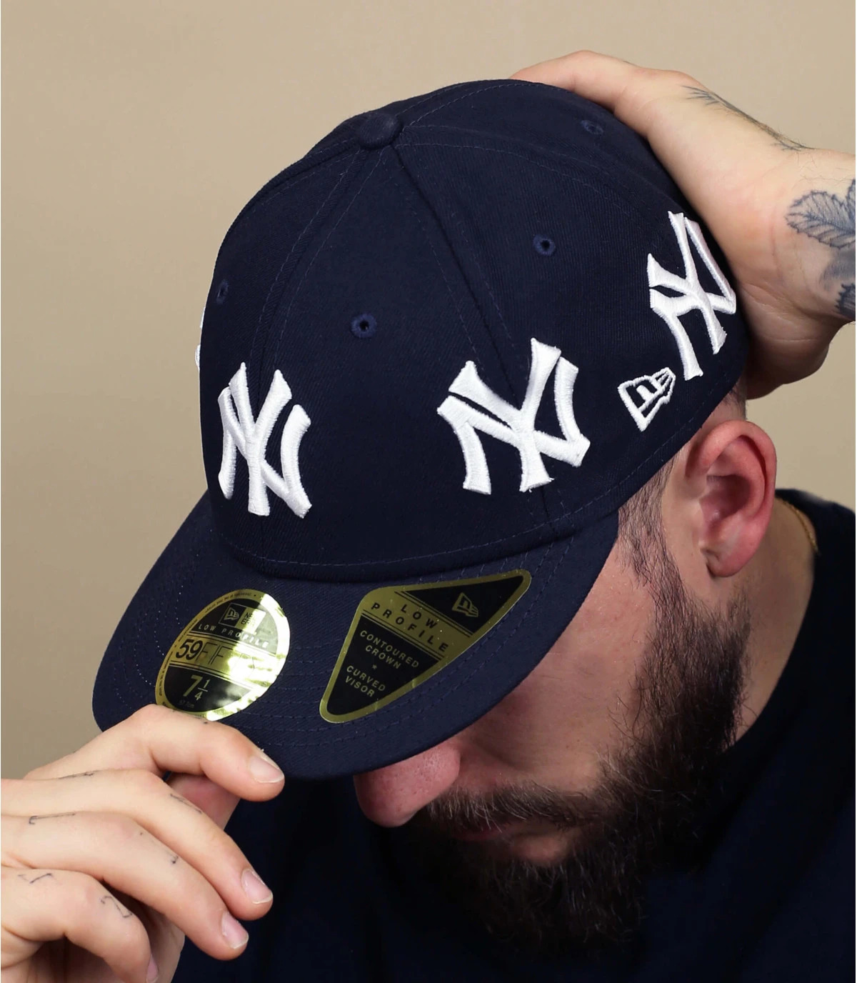 NEW ERA All Over Logo 5950 Low Profile NY 3 NEW ERA All Over Logo 5950 Low Profile NY
