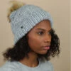 Seeberger Bonnet Pompon Strass Gris -Monde Chapeau bonnet pompon strass gris