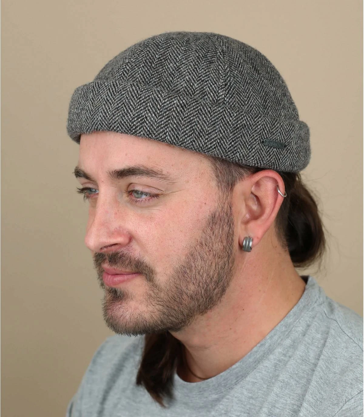 Stetson Docker Wool Grey Herringbone 3 Stetson Docker Wool Grey Herringbone