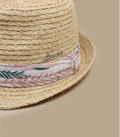 California Pink -Monde Chapeau don sato pinktrilby20paille20ruban20feuilles