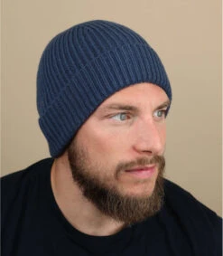 Engineered Knit Ribbed Beanie Steel Blue