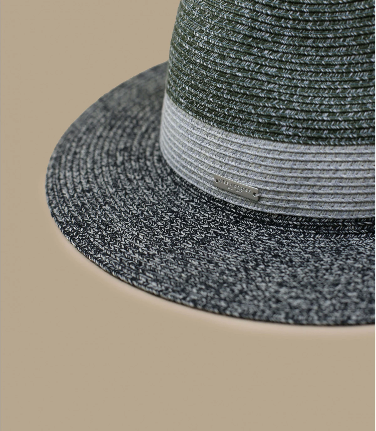Seeberger Fedora Stripe Design Khaki Black 4 Seeberger Fedora Stripe Design Khaki Black – Image 2
