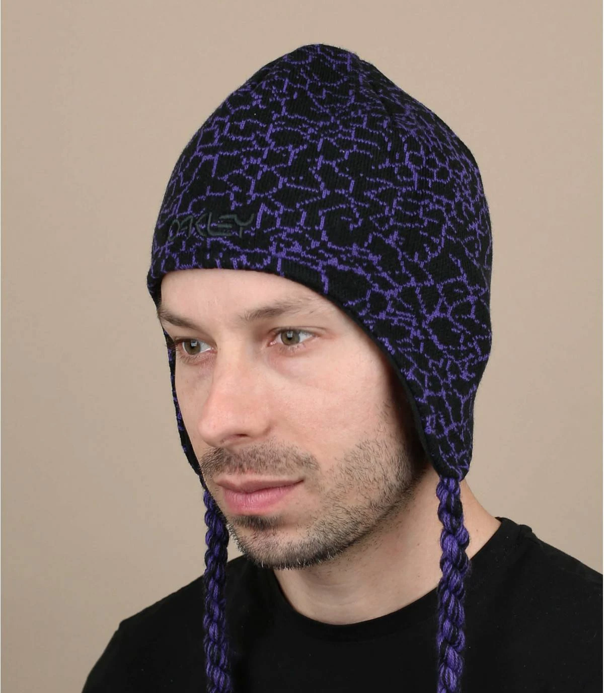 Oakley Flaps Beanie Deep Violet Crackle Black 3 Oakley Flaps Beanie Deep Violet Crackle Black