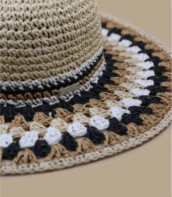 Seeberger Floppy Multicolor Linen White Black -Monde Chapeau floppy multicolor linen white black 2