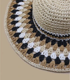 Seeberger Floppy Multicolor Linen White Black -Monde Chapeau floppy multicolor linen white black 3