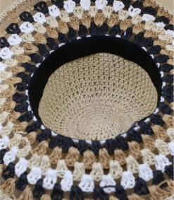 Seeberger Floppy Multicolor Linen White Black -Monde Chapeau floppy multicolor linen white black 4