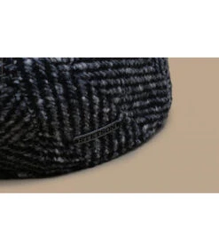 Stetson Ivy Cap Herringbone Black White -Monde Chapeau ivy cap herringbone black whiteberet20laine20noir20blanc