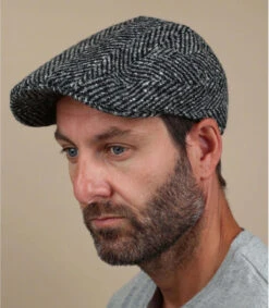 Stetson Ivy Cap Herringbone Black White