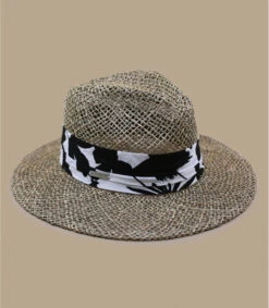 Seeberger Seagrass Fedora Summer Print Black 8 Seeberger Seagrass Fedora Summer Print Black -Monde Chapeau seagrass fedora summer print black 1