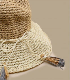 Stella Beige 7 Stella Beige -Monde Chapeau stella beigecapeline20paille20multicolore