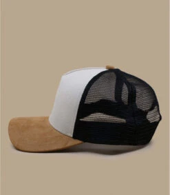 Trucker Blank Chambray Beige Black Brown Suede -Monde Chapeau trucker blank chambray beige black brown suede 1